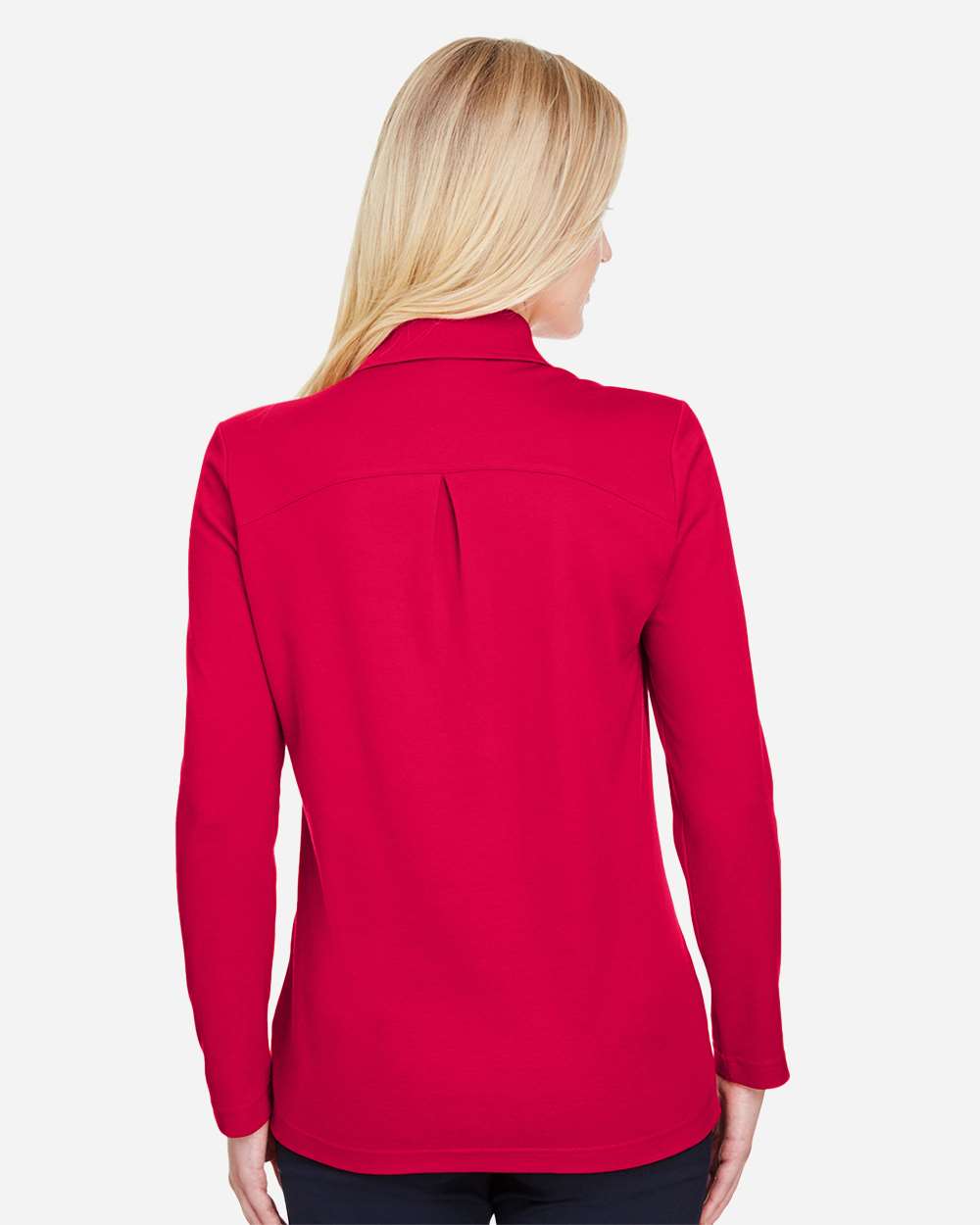 Devon & Jones CrownLux Performance Women's Plaited Long Sleeve Polo